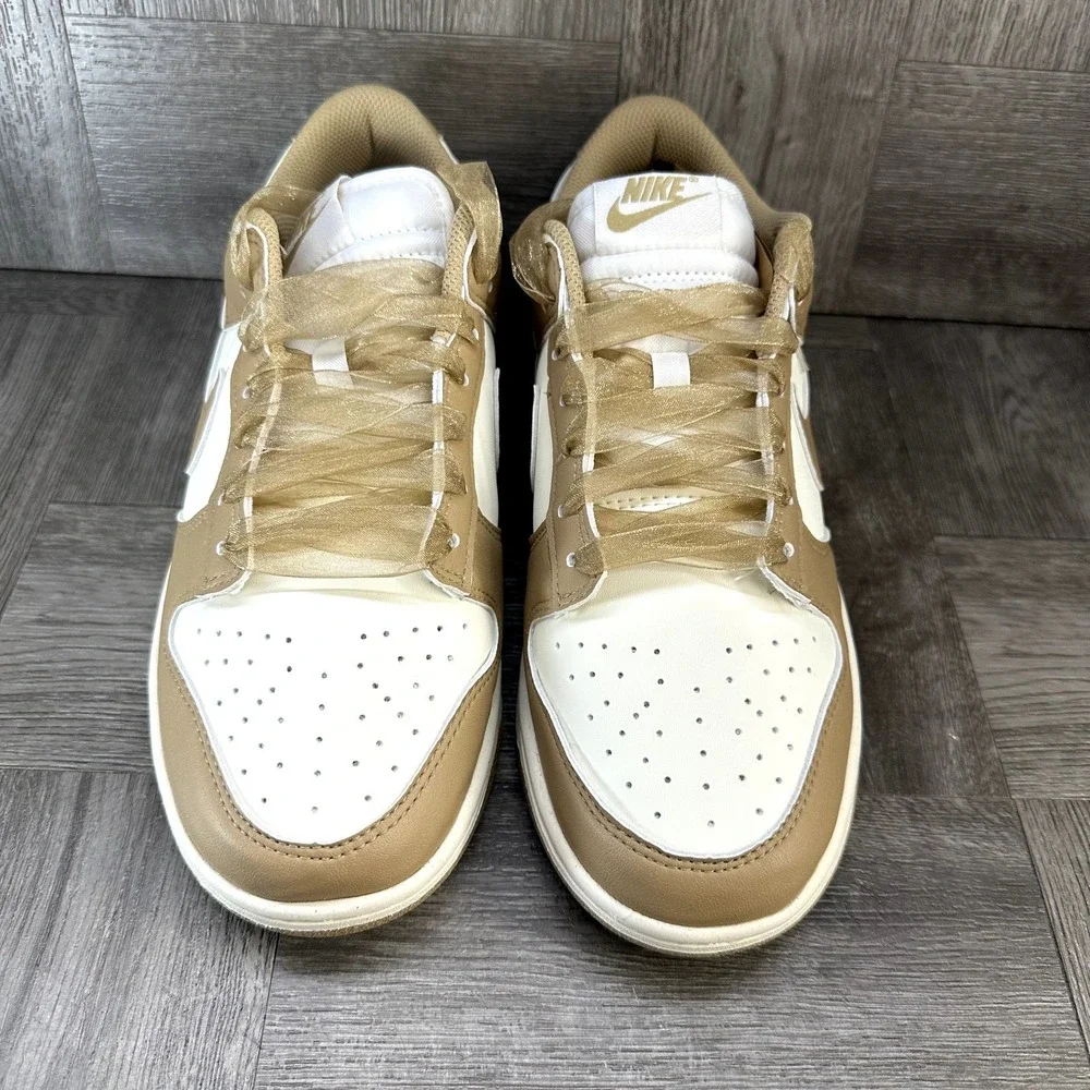 Nike Dunk Low Womens 10 Beige White Leather Ribbon Laces NEW IB7311-101